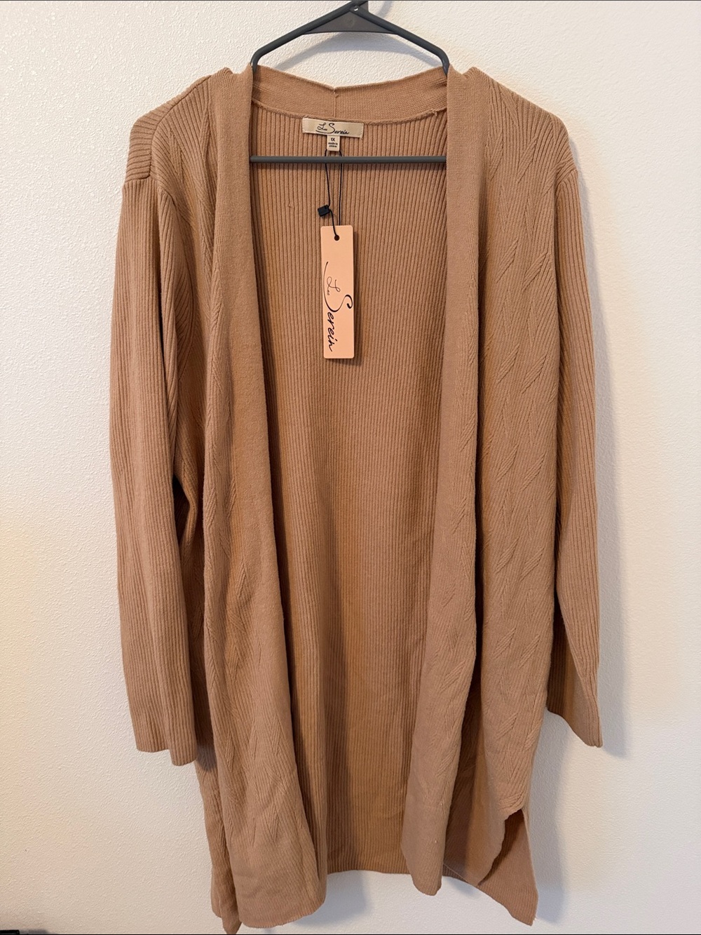 Les serein Open-Front Longline Cardigan - Camel